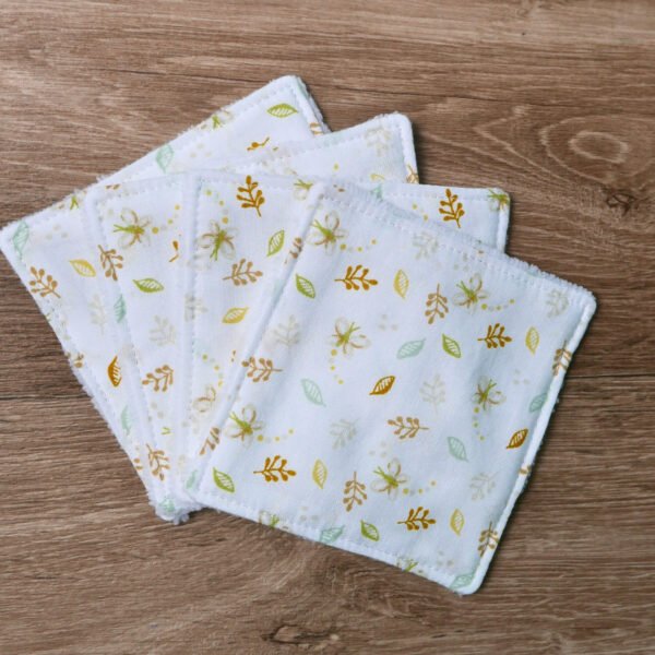 Lot de 4 cotons / lingettes - Feuilles d'automne