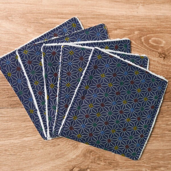 Lot de 5 cotons / lingettes - Bleu nuit