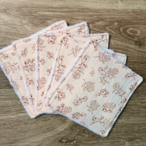 Lot de 5 cotons / lingettes - Vieux rose