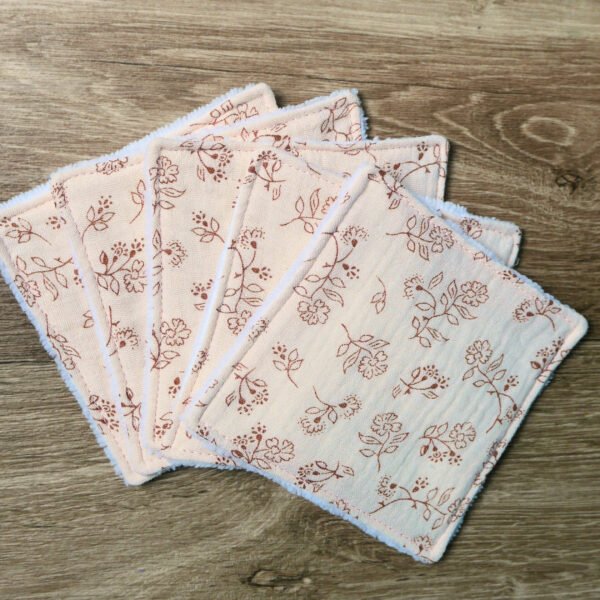 Lot de 5 cotons / lingettes - Vieux rose
