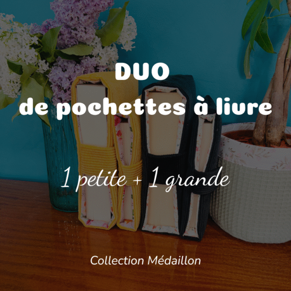 DUO de pochettes à livre (1 petite + 1 grande) - Collection Médaillon